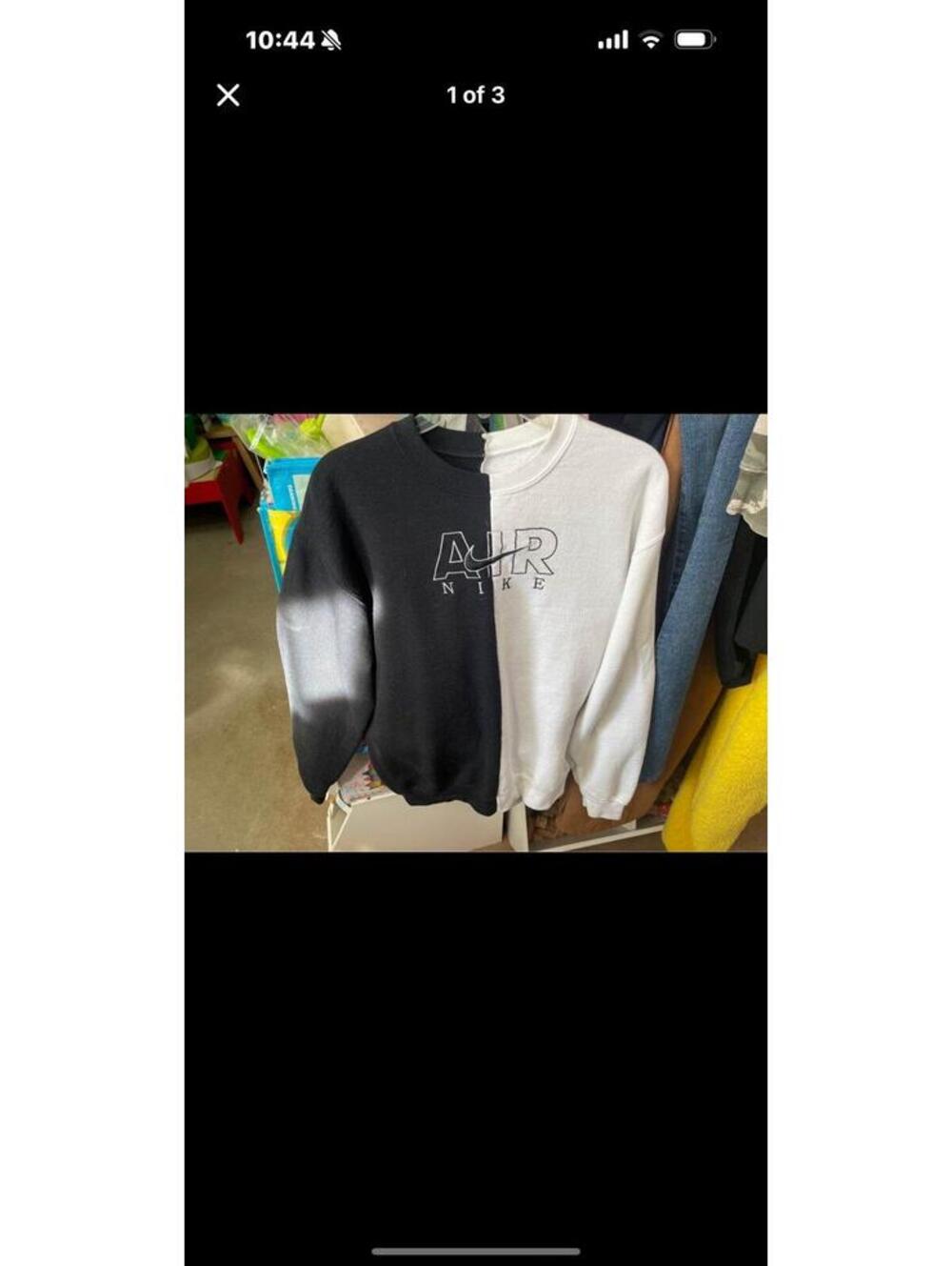 handmade custom nike crewneck sweatshirt black and white - i think size small